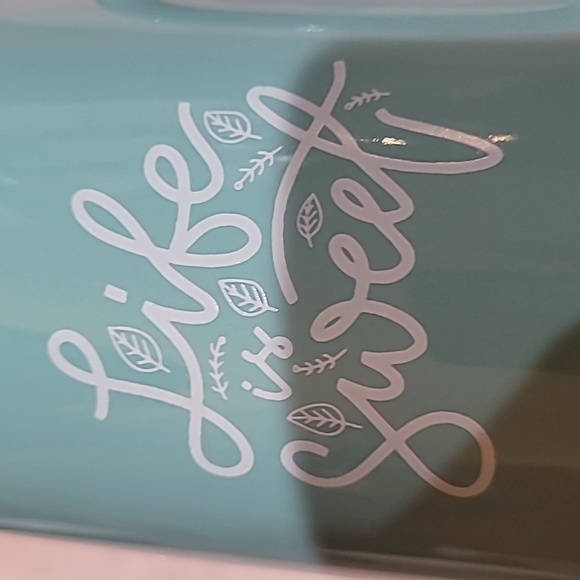Set of 2 Life is Sweet Mugs Light Blue - Picture 2 of 6